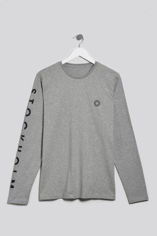Grey Graphic Long Sleeve T-Shirt